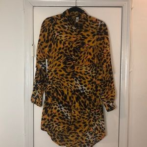 Long Sleeve Animal Print Blouse - Size 6